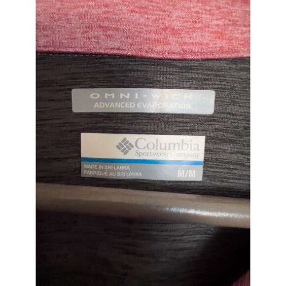 Columbia Quarter Zip Pullover Mens Medium Omni-Wick Heather Red Gray Soft - Picture 3 of 5